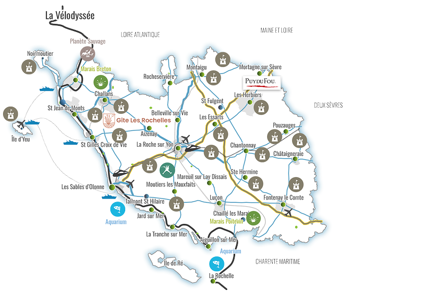 carte de vendée situation des gites